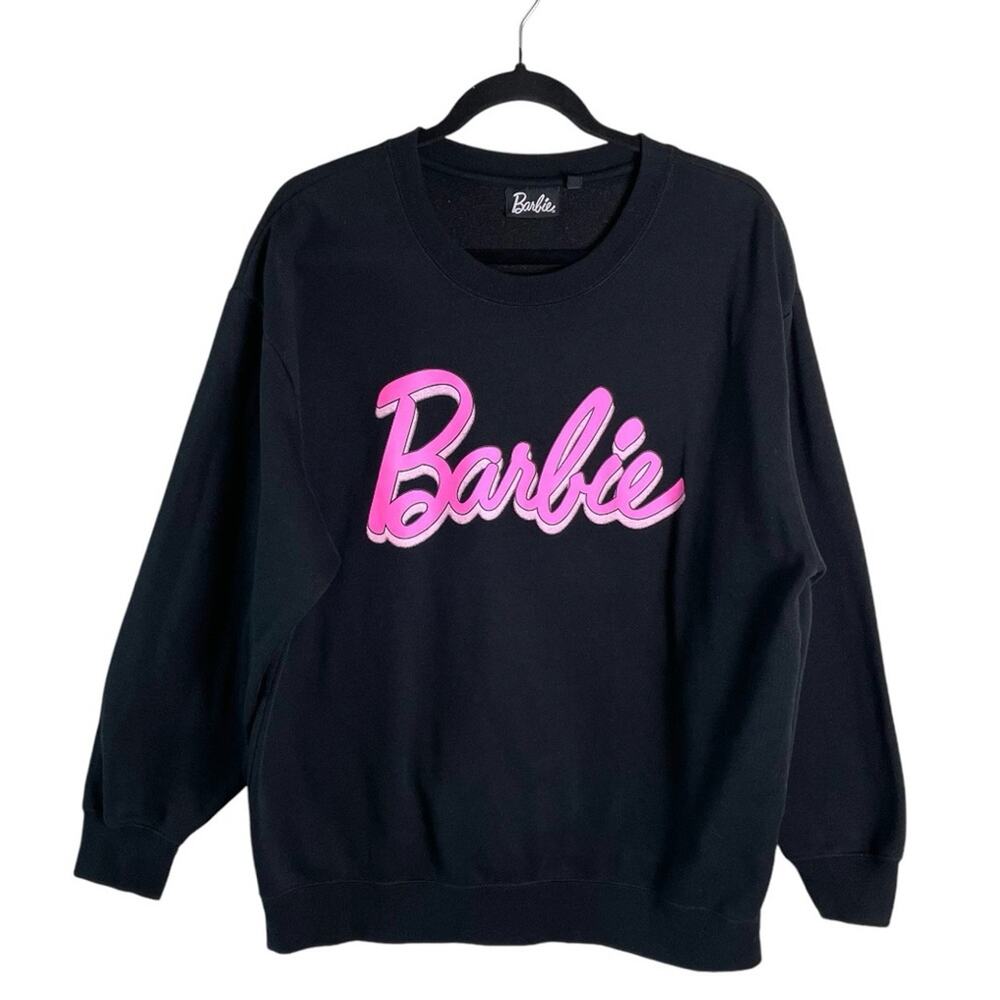 Barbie Y2K Barbie Core Black Pink Crewneck Sweatshirt Pullover Trendy XL
